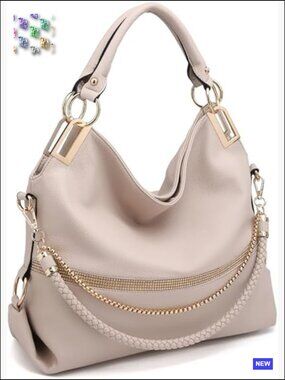 Large Hobo Bag with Rhinestone Accents Vegan Leather Tote Purse Shoulder Handbag